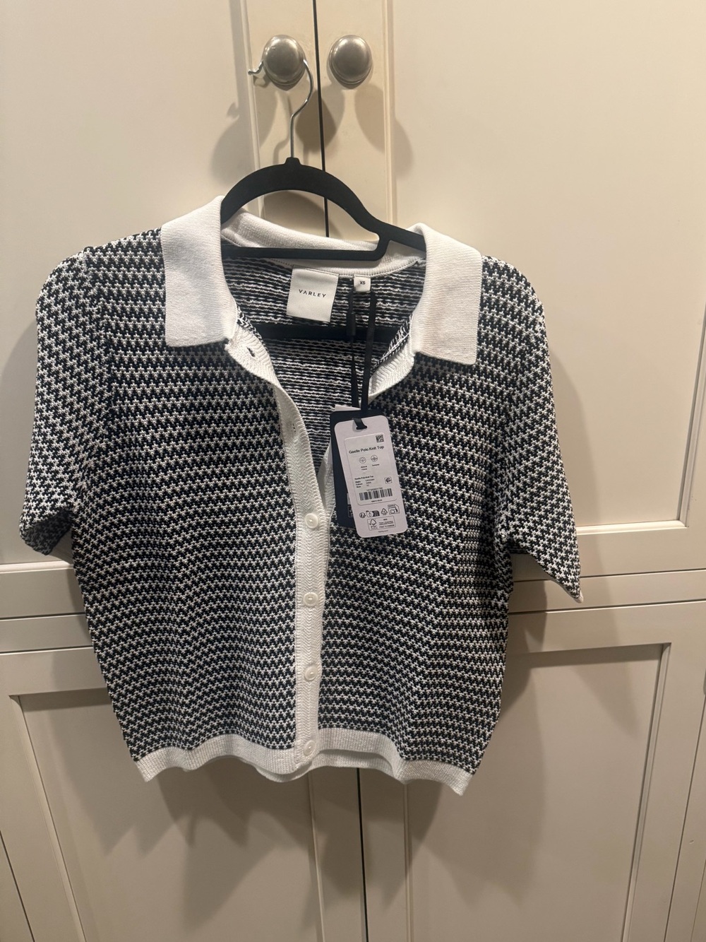 Varley gaelle knit top Snow White/black